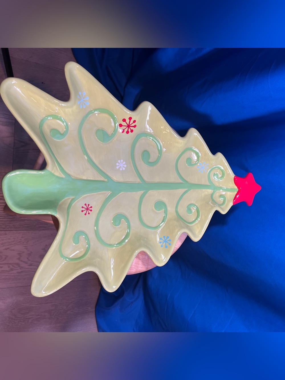 Holiday Ceramic Tree Serving Platter in Light Green
